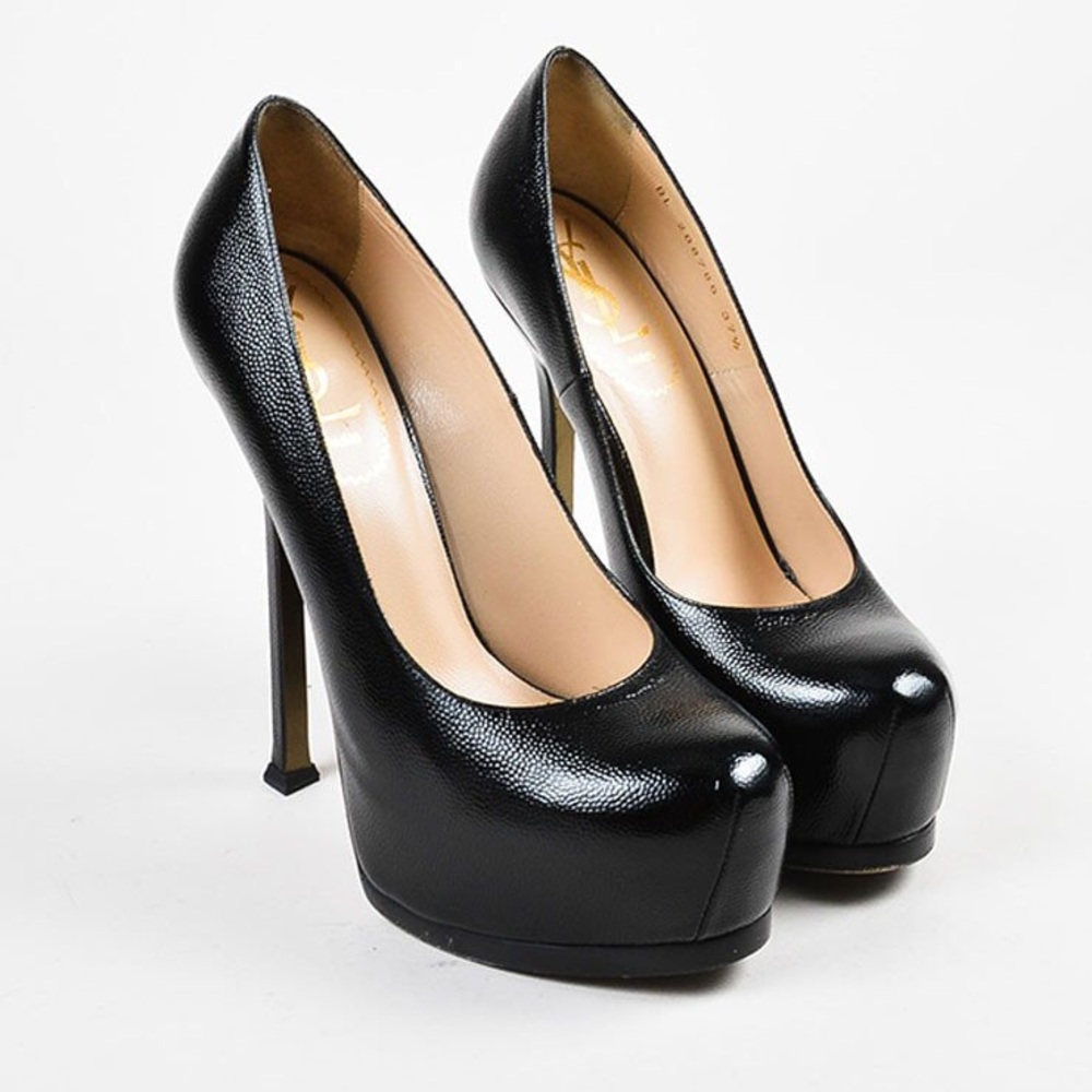 YSL Saint Laurent Tribtoo black pebbled pump